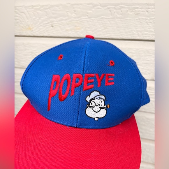 RARE vintage 1994 POPEYE cartoon snapback hat embroided blue red - Picture 1 of 7
